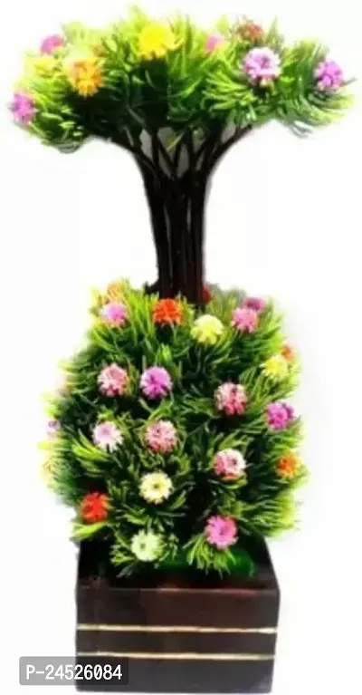 Artificial Multicolor Plant For Home Decoration Set Of 1 . Green Holly Berry Artificial Flower With Pot (10 Inch, Pack Of 1, Flower With Basket)