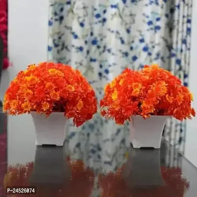 Mini Orange Cute Artificial Plant For Home Decoration Pair Set Of 2 Small Table Plant For Office ,Balcony ,Dining Table.Beautifull Artificial Flowers Orange Magnolia Artificial Flower With Pot (6 Inch, Pack Of 2, Flower With Basket)