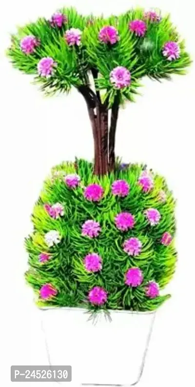 Artificial Flowers For Home Decor Decoration Purple Flowers Plant Best For Home And Office Table Balcony Dining Room Living Roomplant With Plastic Pot Bonsai Artificial Plant With Pot (20 Cm, Multicolor)