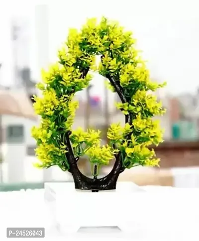 Artificial Plant For Home Decoration Pair Set Of 1 Small Table Plant For Office ,Balcony ,Dining Table Green Colour Plant Real Look Grass Best Product For Gift.Best For Home. Bonsai Artificial Plant With Pot (15 Cm, Green)-thumb0