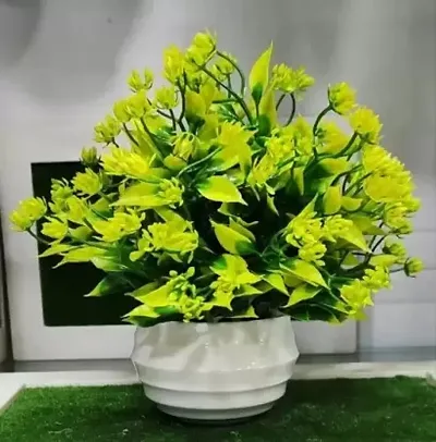 Best For Home/Office Table Decoration Or Gift Table Flower Pot Bonsai Wild Artificial Plant With Pot (15 Cm, Yellow, Green) Good For Office Garden And Home. Green Wild Flower Artificial Flower With Pot (5 Inch, Pack Of 1, Flower With Basket)