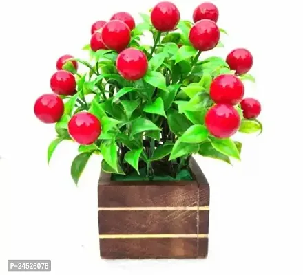 Artificial Plant For Home Decoration Small Table Plant For Office ,Balcony ,Dining Table. In Red Colour Good For Home Good Quality Product. Bonsai Artificial Plant With Pot (15 Cm, Red)-thumb0