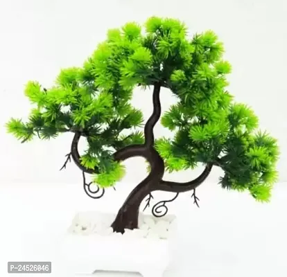 Artificial Plant For Decoration For Office ,Balcony ,Dining Table.In Green Colour Bonsai Wild Artificial Plant With Pot (25 Cm, Green)