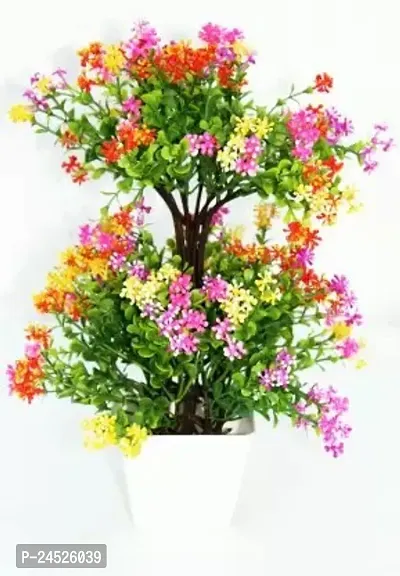 Artificial Multicolour Plant For Home Decoration Pair Set Of 1 Small Table Plant For Office ,Balcony ,Dining Table.Good For Home. Multicolor Wild Flower Artificial Flower With Pot (10 Inch, Pack Of 1, Flower With Basket)