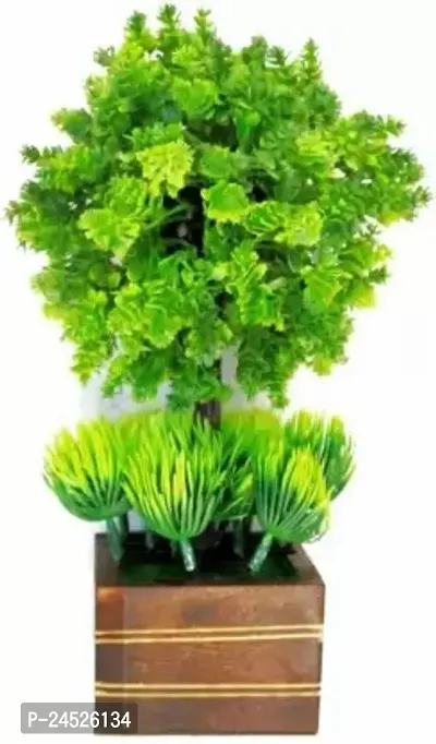 Artificial Plant For Hoem Decoration ,Office, Balcony ,Window, And Table Plant Green Colour Plant Bonsai Artificial Plant With Pot (20 Cm, Green)