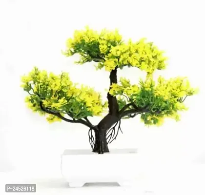 Artificial Plant For Home Decoration Set Of 1 Small Table Plant For Office ,Balcony ,Dining Table.Good Quality Product For Home. Bonsai Wild Artificial Plant With Pot (25 Cm, Green)-thumb0