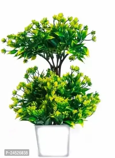 Artificial Plant For Home Decoration Pair Set Of 1 Small Table Plant For Office ,Balcony ,Dining Table Green Colour Plant Real Look Grass Best Product For Gift. Green Wild Flower Artificial Flower With Pot (10 Inch, Pack Of 1, Flower With Basket)
