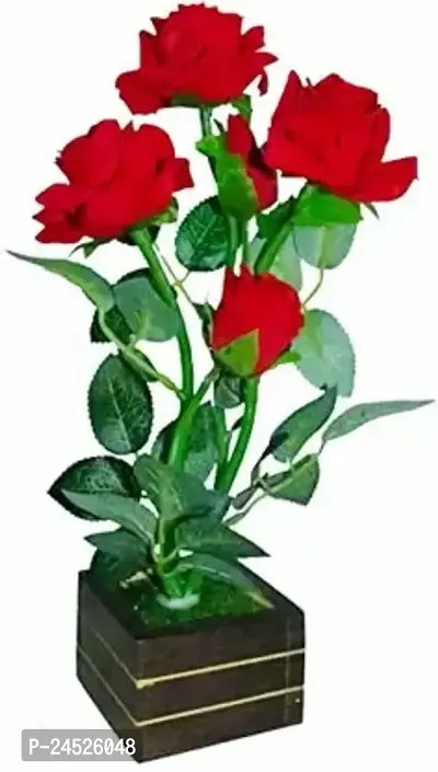 Set Of 1 Best For Home Shop Office Decoration Or Gift. Red Rose Artificial Flower With Pot (12 Inch, Pack Of 1, Flower With Basket)