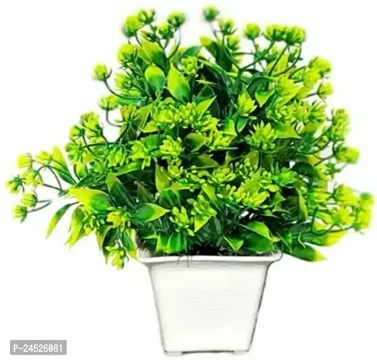 Artificial Flowers Best For Home And Office Decoration Suitable For Table Balcony Drawing Room Living Room Best Qualiti Product For Home Indoor In Green Color Bonsai Wild Artificial Plant With Pot (15 Cm, Green)