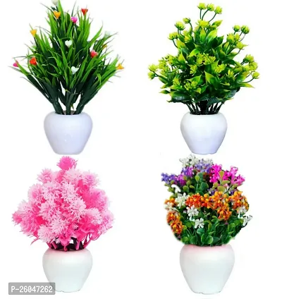 Artificial flowers with pot (pack of 4, multicolour, length 18cm)