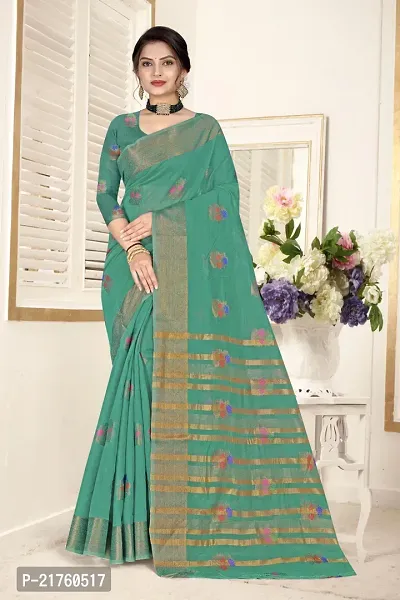 Fancy Cotton Silk Saree with Blouse Piece for Women-thumb0