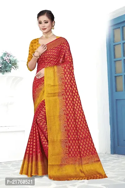 Fancy Organza Saree with Blouse Piece for Women-thumb0