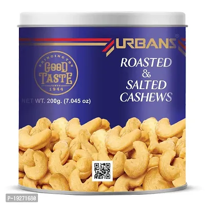 URBANS 200G Export Quality Dry Roasted and Salted Cashews Large Kernels Whole Big Size Nut Premium Kaju TIN W240 Grade (200gram)-thumb0