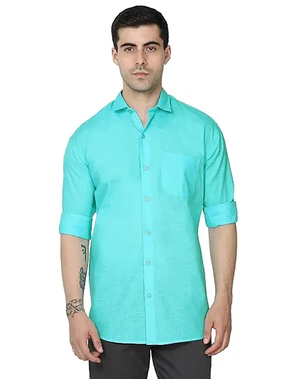 Reliable Blend Solid Long Sleeves Casual Shirt For Men