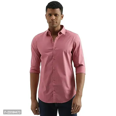 Stylish Cotton Blend Solid Peach Long Sleeves Shirt For Men-thumb0