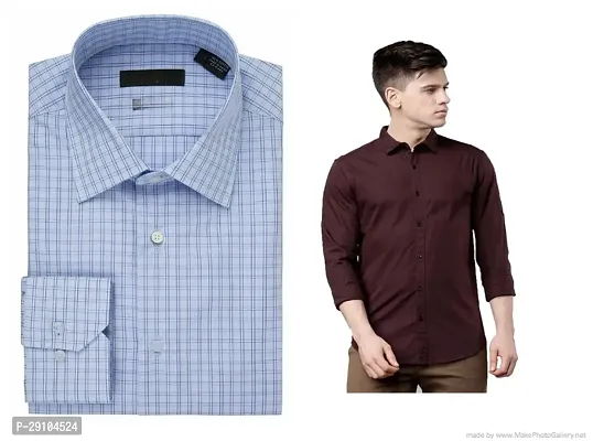 Stylish Cotton Blend Checked Multicoloured Long Sleeves Shirt For Men Pack of 2