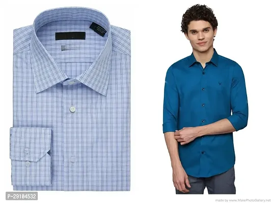 Stylish Cotton Blend Checked Multicoloured Long Sleeves Shirt For Men Pack of 2