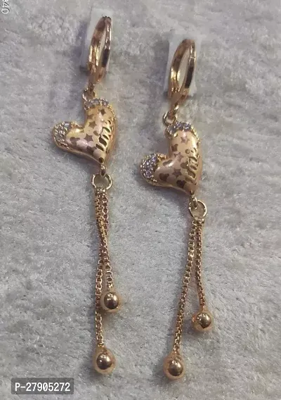 Golden Alloy American Diamond Ear Cuff Earrings For Women