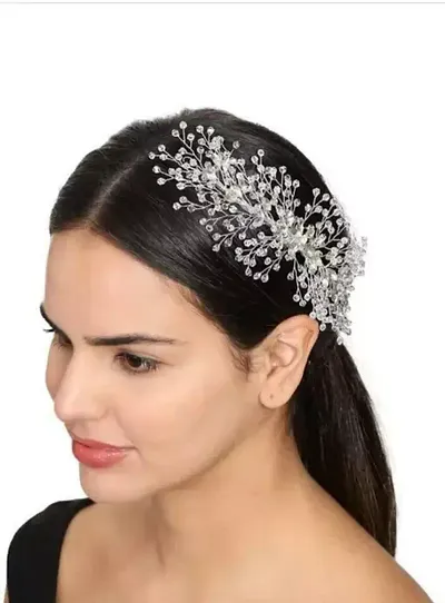 Samyak Designer Handmade Rhinestone With Beads Worked Hair Tiara | Hair Accessory | Headband | Wedding Hair Jewellery | Bridesmaid Hair Accessories |