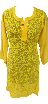 Fancy Georgette Chikankari Straight Kurti