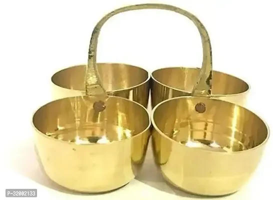 Brass Chowmukh Stand For Haldi,Kumkum,Rice And Sugar