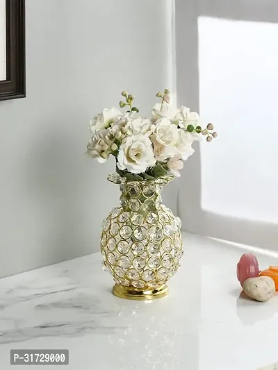 Golden Flower Vase with Crystal Decorative-thumb0