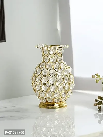 Golden Flower Vase with Crystal Decorative-thumb2