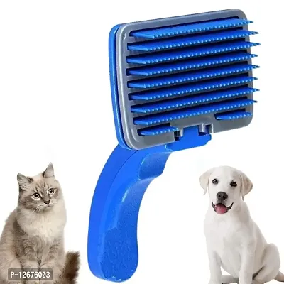Dog  Cat Plastic Slicker Brush with Press Key for Dematting, Detangling, Deshedding and Grooming || Premium Self Cleaning Slicker Brush, Easy to Clean Comb for Long or Short Haired Dogs (Colors May V-thumb0
