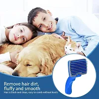 Dog  Cat Plastic Slicker Brush with Press Key for Dematting, Detangling, Deshedding and Grooming || Premium Self Cleaning Slicker Brush, Easy to Clean Comb for Long or Short Haired Dogs (Colors May V-thumb3