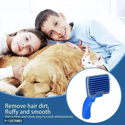 Dog  Cat Plastic Slicker Brush with Press Key for Dematting, Detangling, Deshedding and Grooming || Premium Self Cleaning Slicker Brush, Easy to Clean Comb for Long or Short Haired Dogs (Colors May V-thumb4