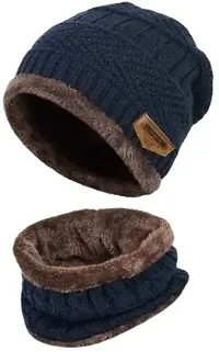 Classy Woolen Beanie Cap with Neck Warmer for Unisex-thumb1