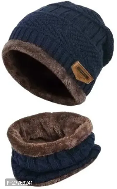 Classy Woolen Beanie Cap with Neck Warmer for Unisex-thumb2