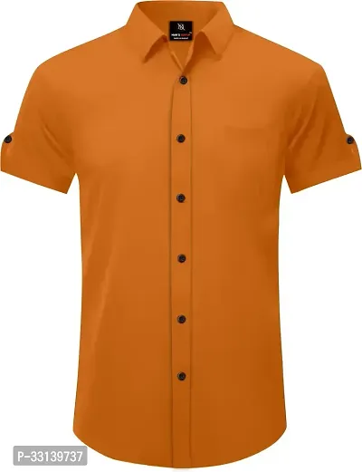 Stylish Brown Cotton Blend Regular Fit Short Sleeves Casual Shirt For Men