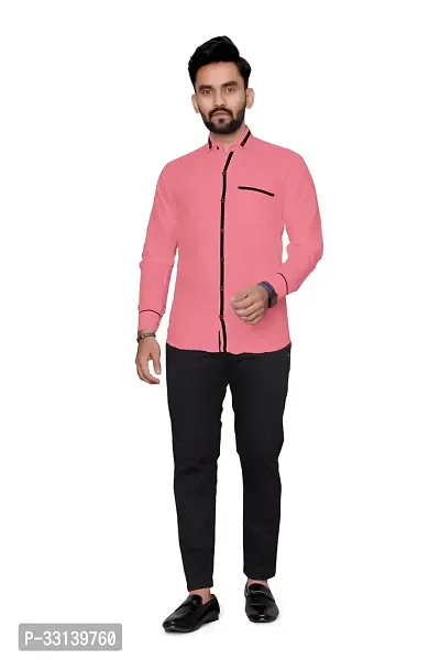 Stylish Pink Cotton Blend Regular Fit Long Sleeves Casual Shirt For Men-thumb0