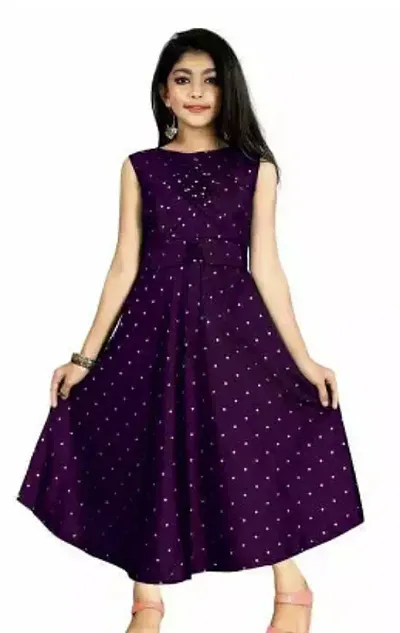 Fabulous Crepe Embellished Fit And Flare Dress For Girls