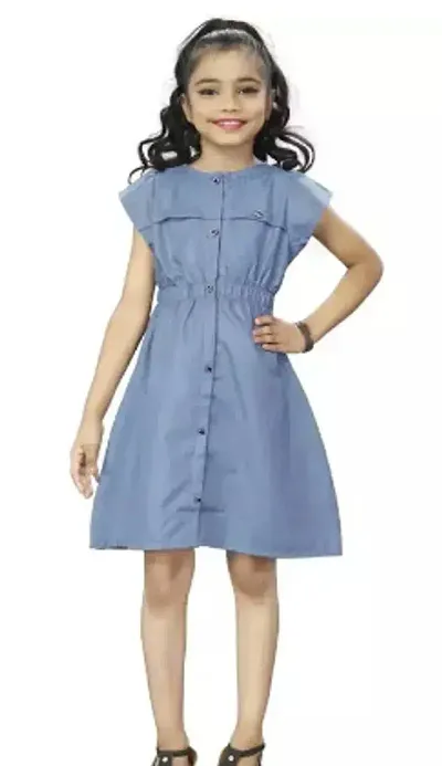 Fabulous Crepe Solid Fit And Flare Dress For Girls