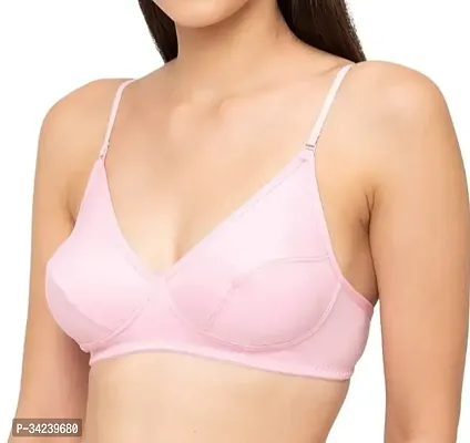 Stylish Pink Cotton Solid Bra For Women-thumb0