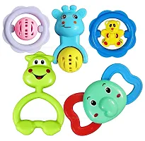 5 Pcs Rattle Set for Babies 0-6 Months - Rattle and Teether Toys for Baby Toys, Sound Rattle Toy for New Born Early Development Toys for Baby, Return Gifts for Kids (Assorted Design)-thumb2