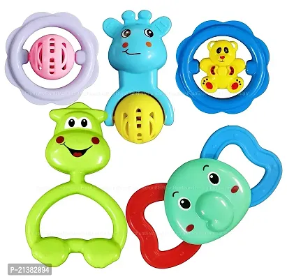5 Pcs Rattle Set for Babies 0-6 Months - Rattle and Teether Toys for Baby Toys, Sound Rattle Toy for New Born Early Development Toys for Baby, Return Gifts for Kids (Assorted Design)-thumb3