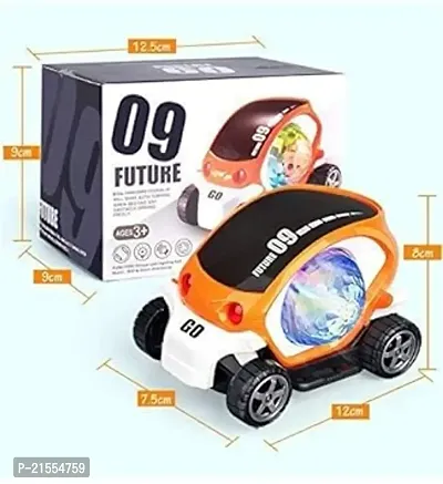 Musical stunt car rotate 360deg; with flashing light  music (09 future car) - Multi color..-thumb3