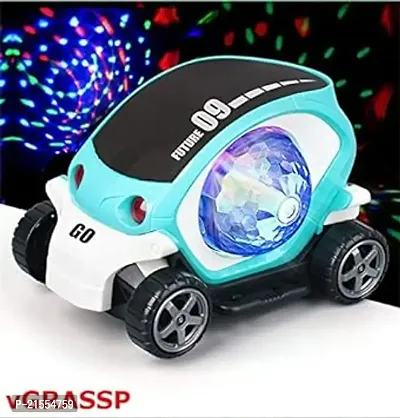 Musical stunt car rotate 360deg; with flashing light  music (09 future car) - Multi color..-thumb4