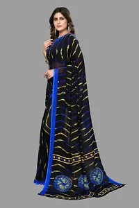 MAGMINA Leheriya Print Geometric Print Bollywood Georgette Saree??(Black  Navy Blue)-thumb4