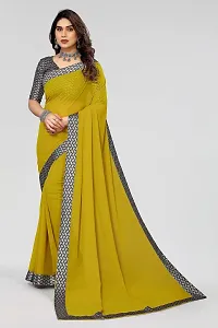 MAGMINA Dyed Bollywood Georgette Saree??(Yellow)-thumb1