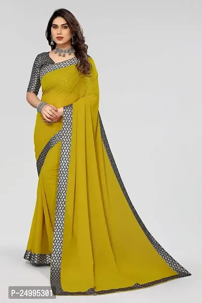 MAGMINA Dyed Bollywood Georgette Saree??(Yellow)-thumb2