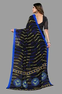 MAGMINA Leheriya Print Geometric Print Bollywood Georgette Saree??(Black  Navy Blue)-thumb2