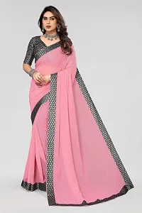 MAGMINA Dyed Bollywood Georgette Saree??(Pink)-thumb1