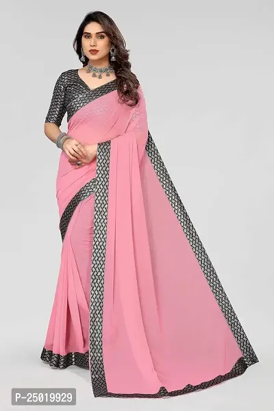 MAGMINA Dyed Bollywood Georgette Saree??(Pink)-thumb2