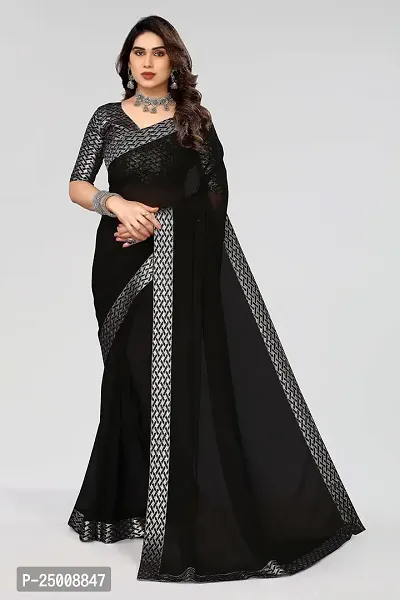 MAGMINA Dyed Bollywood Georgette Saree??(Black)