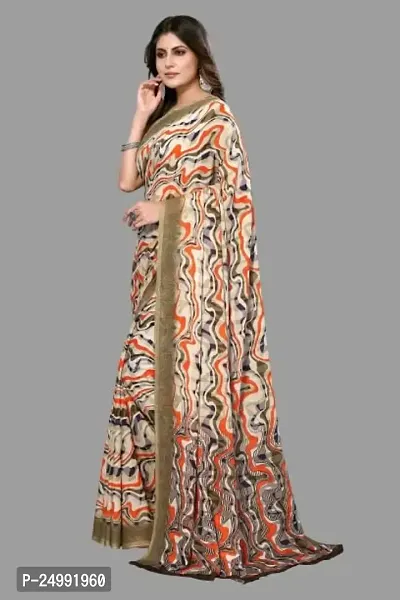 MAGMINA Geometric Print Bollywood Georgette Saree??(Brown)-thumb5