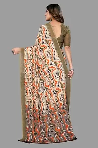 MAGMINA Geometric Print Bollywood Georgette Saree??(Brown)-thumb2